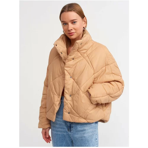 Dilvin 60324 Quilted Puffer Coat-camel