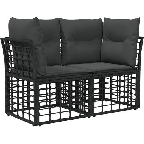 Vanjski loveseat s jastukom 2 pcs Crna i tamno siva poliratan Cijene