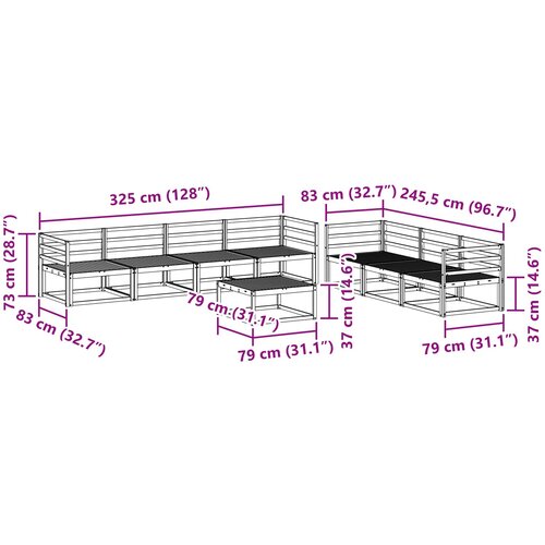  Set vanjskih sofa 8 pcs Prirodna Čvrsto drvo akacije Slike