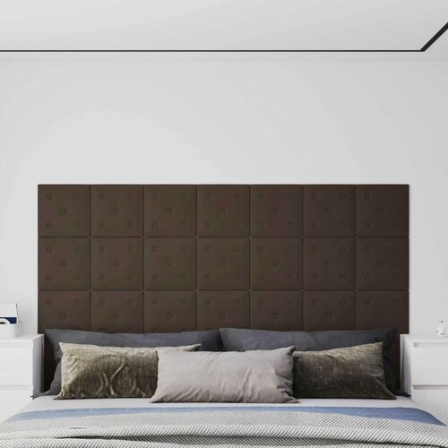  Zidna uzglavlja 12 pcs Smeđa 30 x 30 cm Lažna koža - Smeđa 30 x 30 cm Cijene