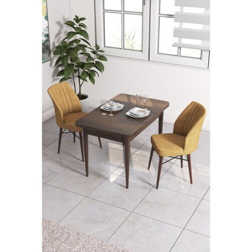 Hanah home trpezarijski set Arp, sto i 2 stolice, ploča u dekoru drveta Baroque, kapućino tkanina Babyface Cene