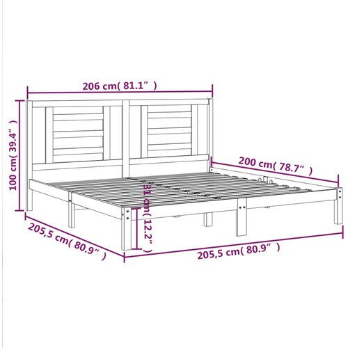  Okvir kreveta bez madraca 200 x 200 cm od masivne borovine Slike