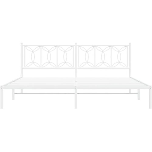  Metalni okvir za krevet s uzglavljem bijeli 193x203 cm Slike