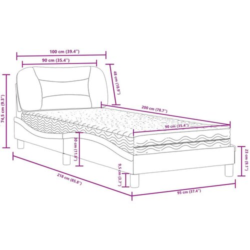  Krevet s madracem crni 90 x 200 cm od umjetne kože Slike