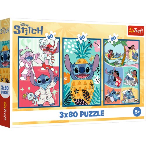 Puzzle 3x80 - Stitch World Trefl 34885 Slike