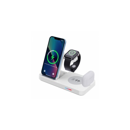 Bežični punjač B-19 4u1 za 2x iPhone,Airpods,Apple Watch 15W beli Slike