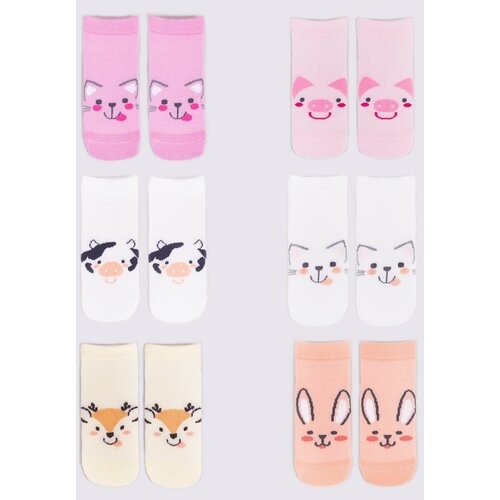 Yoclub Kids's Girls' Ankle Thin Cotton Socks Patterns Colours 6-Pack SKS-0072G-AA00-004 Cene
