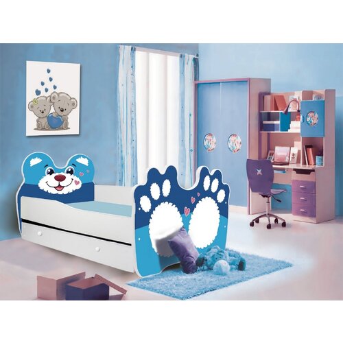 ADRK Otro�ka postelja BEAR BLUE z vzmetnico in predalom 160x80 cm - MODRA Cene