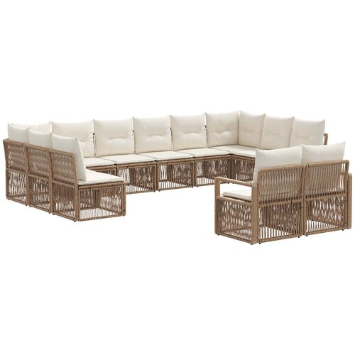 vidaXL Vrtna sedežna garnitura 12 pcs Bež poli ratan, (5000272406) Cene