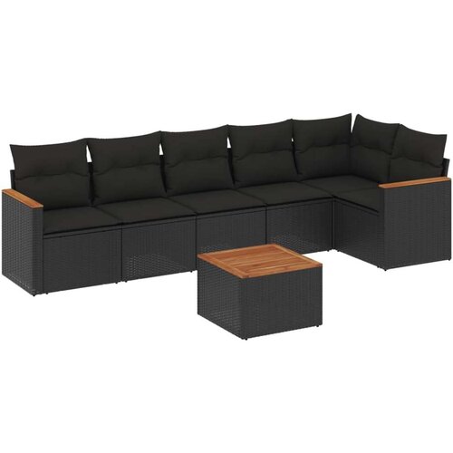 vidaXL 7-dijelni set vrtnih sofa od poliratana s jastucima crni Cijene