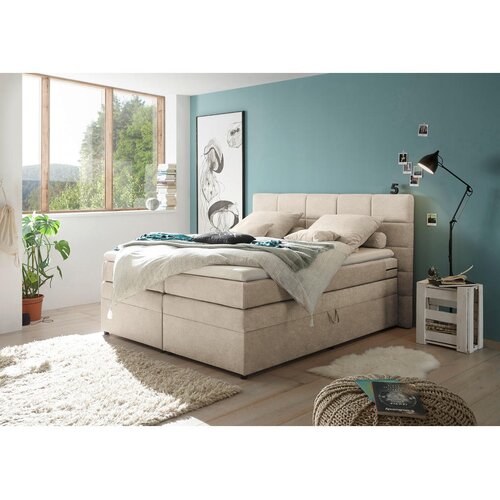 MID.YOU POSTELJA BOXSPRING 180 cm x 200 cm , tekstil peščene barve Cene
