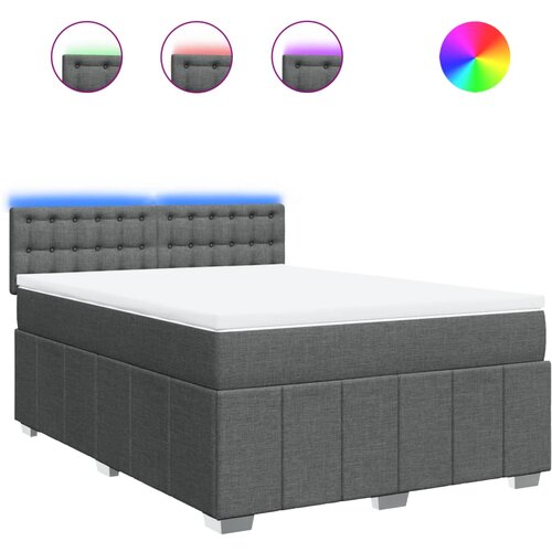 vidaXL Box spring postelja z vzmetnico temno siva 140x200 cm blago, (21321124) Cene
