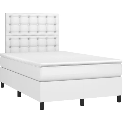 vidaXL Box spring postelja z vzmetnico bel 120x190 cm umetno usnje, (21112391)