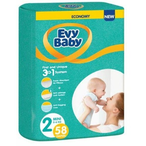 Evy Baby pelene twin 2 mini 58kom 3-6kg 3 u 1 ( A054565 ) Slike