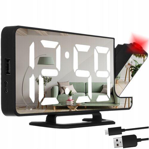  4 u 1 projekcijska budilica s LCD ekranom i ogledalom crne boje Cijene