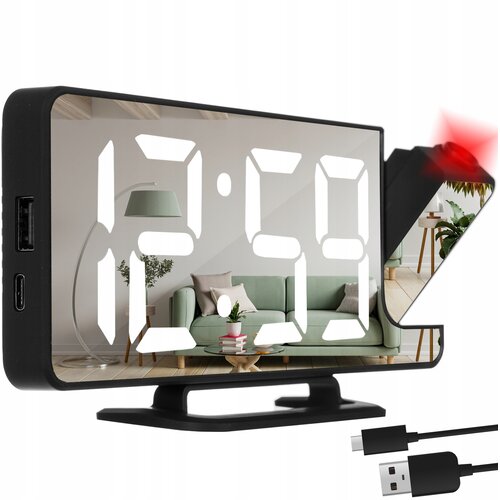  4v1 projekcijska budilka z LCD zaslonom in ogledalom črna Cene
