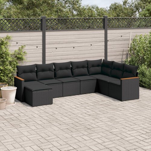 vidaXL 8-dijelni set vrtnih sofa od poliratana s jastucima crni Cene