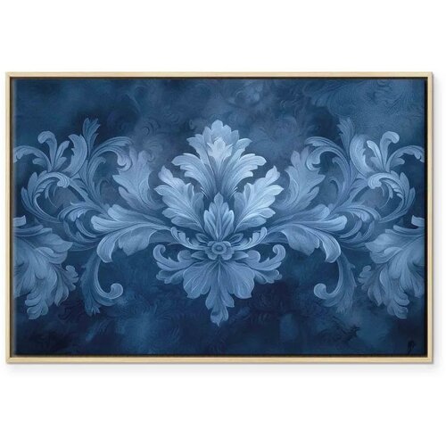  Slika - Ornament in Blue and Cool Colors Dark Blue Decoration 120x80 U prirodnom drvenom okviru Slike