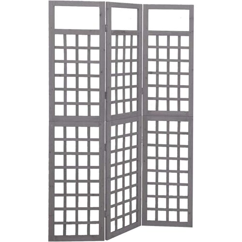 vidaXL 3-delni paravan/mreža iz lesa jelke sive barve 121x180 cm Cene
