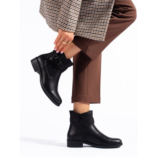 SHELOVET Women&amp;#039;s black Flat Ankle Boots Slike