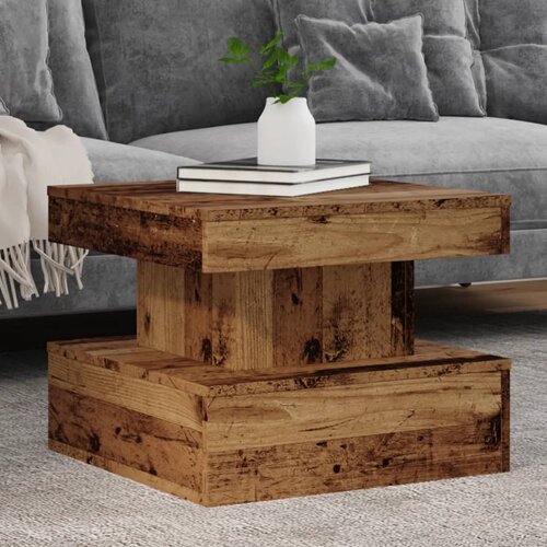  Stolić za kavu s LED svjetlima boja staro drvo 50 x 50 x 40 cm Cijene