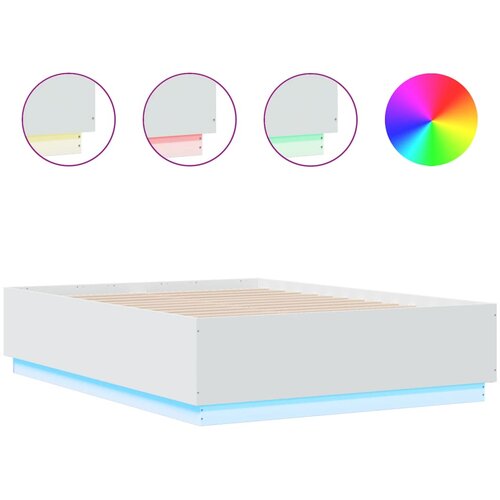 Maison Chic Posteljni okvir - Dvoposteljna postelja - Zakonska postelja z LED lučkami bel 135x190 cm inženirski les, (21697438) Cene