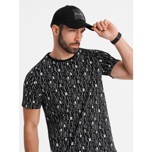 Ombre Cotton T-shirt with print and round neckline - black Cene