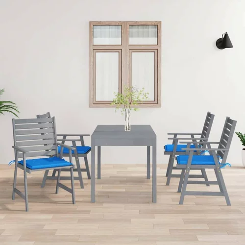  Zunanji jedilni stoli z blazinami 4 kosi trden akacijev les, (20659880)
