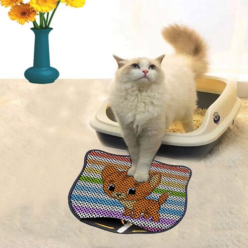 WALLXPERT Kdkafa0239 Multicolor Cat Litter Mat Cene