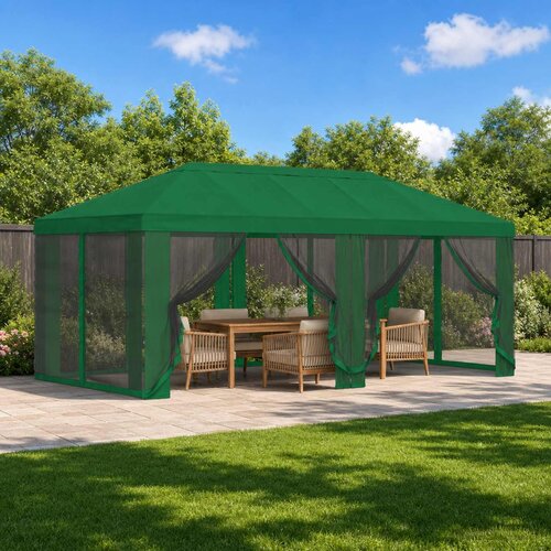  Pokrov za gazebo s bočnim zidovima 6 x 3 m Zelena Poliester 190 Cijene