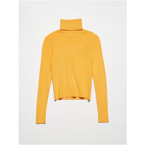 Dilvin 10225 Turtleneck Sweater-mustard Slike