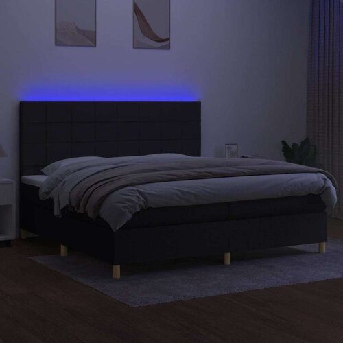  Box spring s madracem LED crni 200x200 cm od tkanine Slike