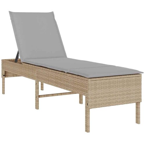 vidaXL Ležalnik z blazino bež 55x200x44 cm poli ratan, (5000296552) Cene