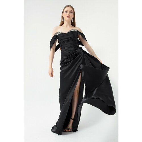 Lafaba Evening & Prom Dress - Black - Wrapover Cene