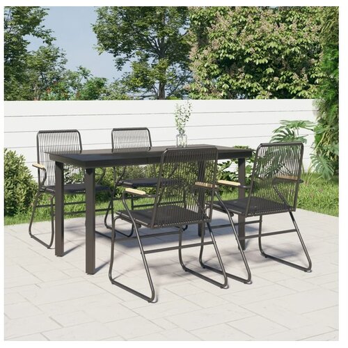 5-dijelni vrtni blagovaonski set od PVC ratana crni Cijene