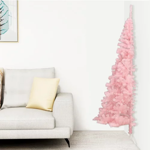 Umjetna polovica božićnog drvca sa stalkom ružičasta 210 cm PVC