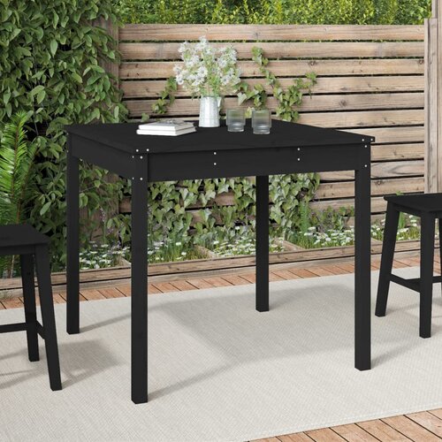 VidaXL Vrtni stol crni 82 5 x 82 5 x 76 cm od masivne borovine Slike
