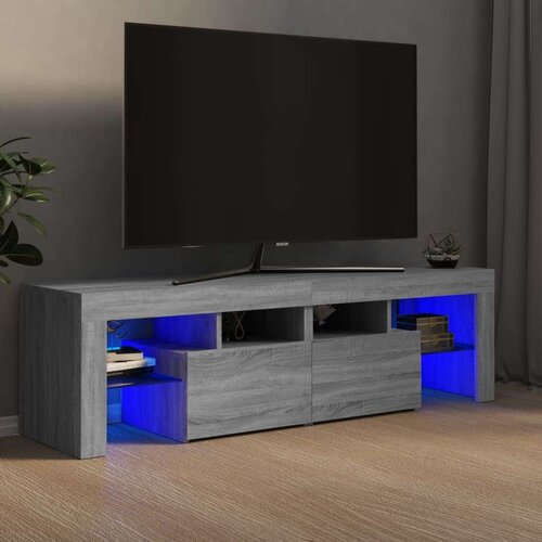 TV ormarić s LED svjetlima siva boja hrasta 140 x 36 5 x 40 cm Slike