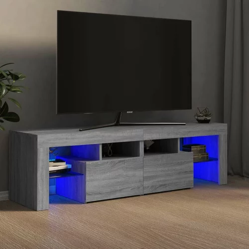 TV ormarić s LED svjetlima siva boja hrasta 140 x 36 5 x 40 cm