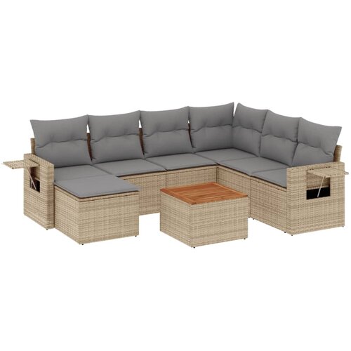  8-dijelni set vrtnih sofa s jastucima bež od poliratana Slike