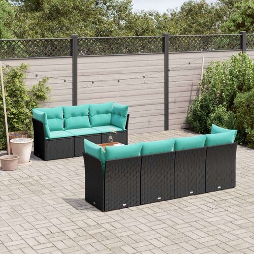  Vrtna garnitura - 8-dijelni set vrtnih sofa od poliratana s jastucima crni - Crna 2x corner+3x centre+1x garden+7x back+5x seat Cijene