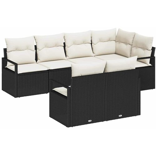 vidaXL Kavčna garnitura 7 pcs Črna poli ratan, (5000154352) Cene