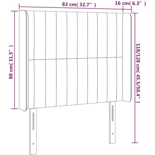  LED uzglavlje smeđesivo 83 x 16 x 118/128 cm od tkanine Slike