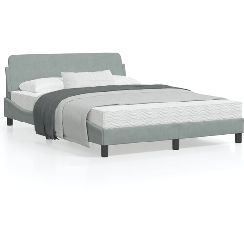 VidaXL Okvir za krevet s uzglavljem svjetlosivi 140x190 cm bar&amp;scaron;unasti Slike
