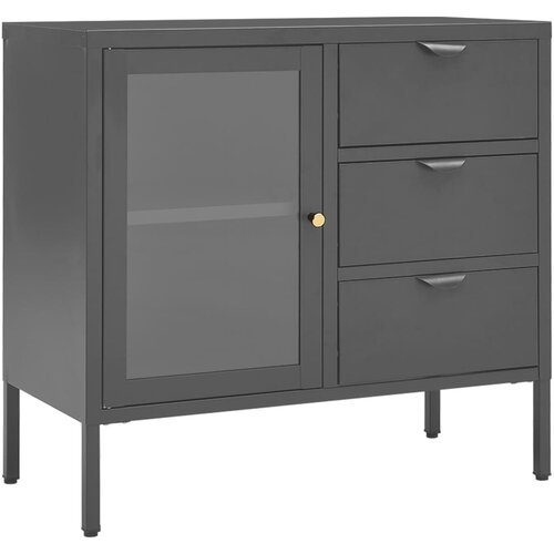 VidaXL Komoda antracitna 75x35x70 cm jeklo in kaljeno steklo, (20656157) Slike