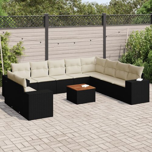  11-dijelni set vrtnih sofa od poliratana s jastucima crni Cijene