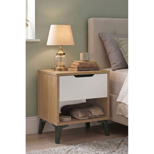 Hanah home noćni ormarić Vel3-Sw, 44 cm, hrast / beli Slike