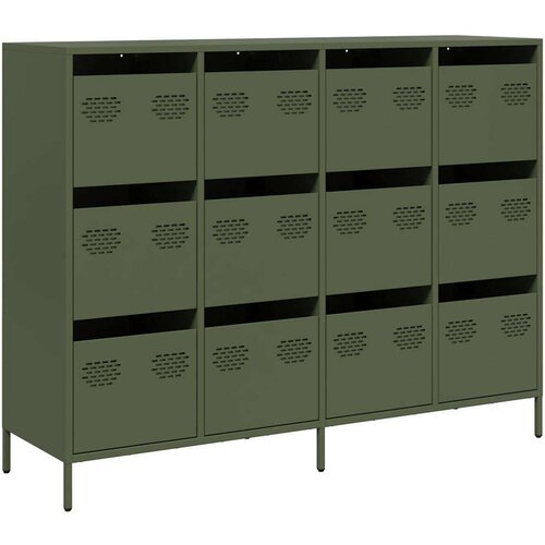 vidaXL Komoda olivno zelena 135x39x103,5 cm hladno valjano jeklo Cene