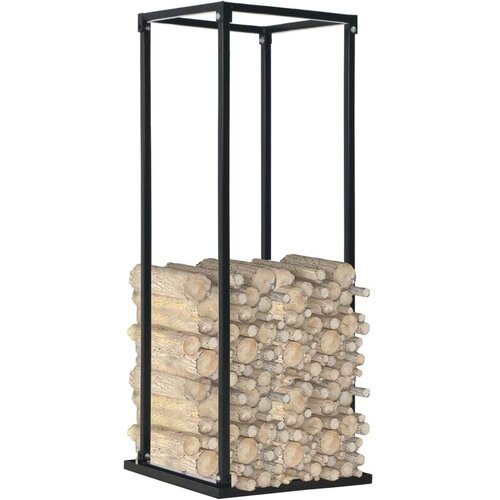 VidaXL Stojalo za drva s podstavkom črno 37x37x113 cm jeklo Slike