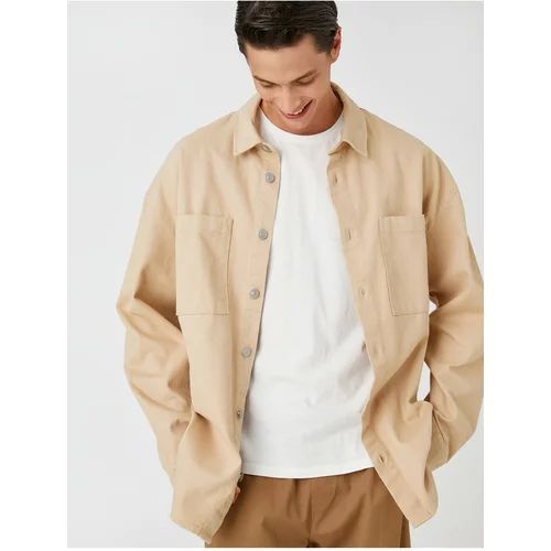 Koton Basic Shirt Jacket With Button Detailed Pockets Classic Collar
